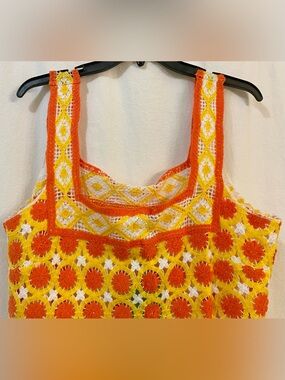 Chelsea & Violet Orange and Yellow Crochet Tank Top and skirt set NWT!